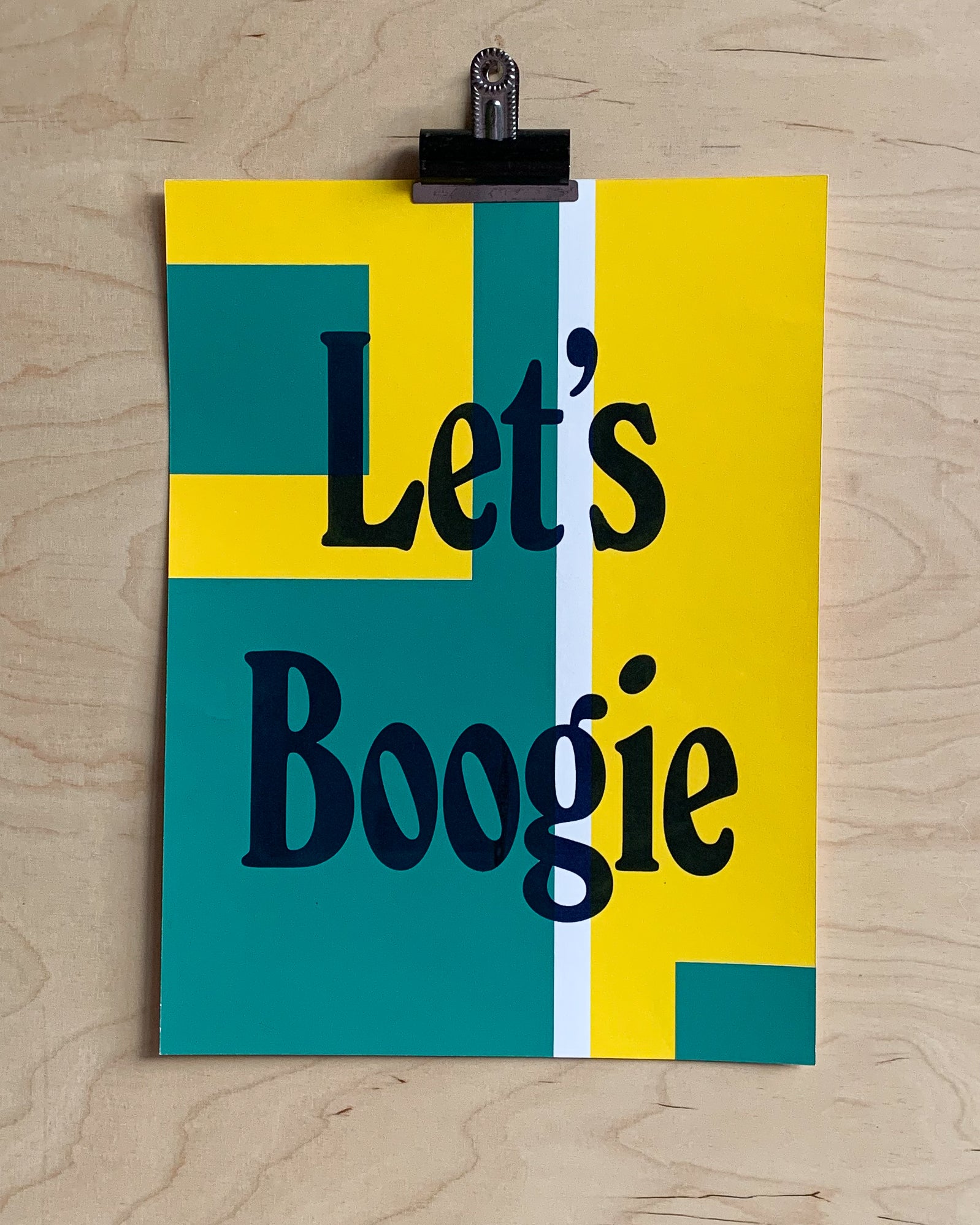 Let's Boogie – Small 30x40 cm Silkscreen Print – Green/Yellow